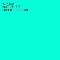 #07FED9 - Bright Turquoise Color Image